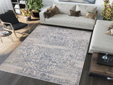 handmade Transitional Vintage Beige Blue Machine Made RECTANGLE POLYESTER area rug 9x12