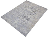 handmade Transitional Vintage Blue Beige Machine Made RECTANGLE POLYESTER area rug 6x9