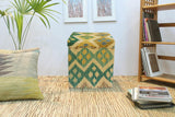 handmade Geometric Ottoman Ivory Green HandmadeRECTANGLE 100% WOOL area rug Ottoman