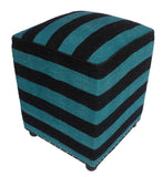 handmade  Ottoman Blue Black HandmadeRECTANGLE 100% WOOL area rug 