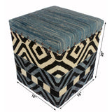 handmade Geometric Ottoman Black Ivory HandmadeRECTANGLE 100% WOOL area rug 