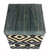 handmade Geometric Ottoman Black Ivory HandmadeRECTANGLE 100% WOOL area rug 