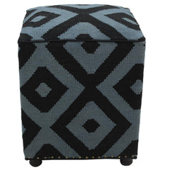 handmade  Ottoman Black Grey HandmadeRECTANGLE 100% WOOL area rug