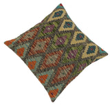 handmade Traditional Pillow Gray Green Hand-made SQUARE 100% WOOL area rug