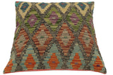 handmade Traditional Pillow Gray Green Hand-made SQUARE 100% WOOL area rug