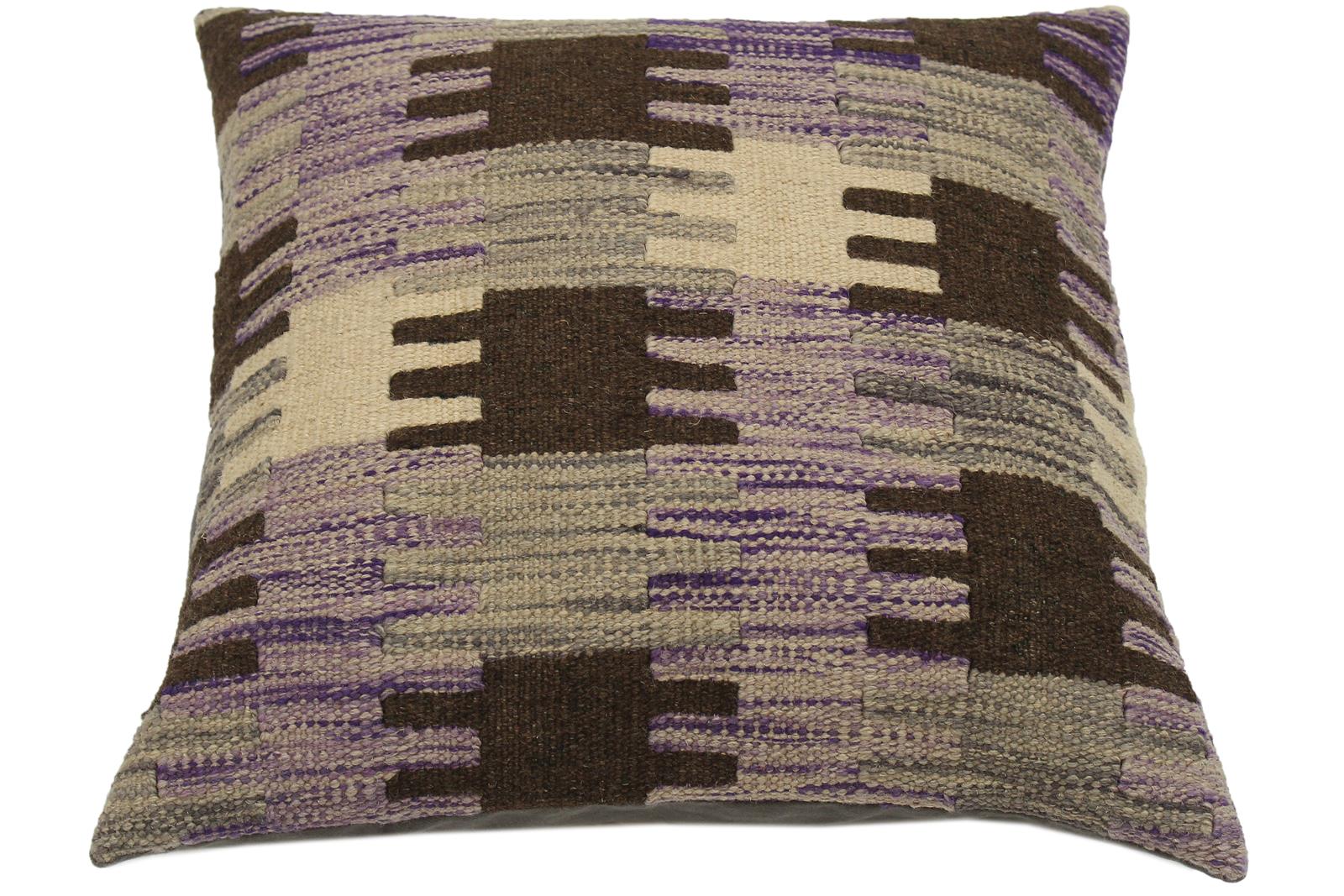 handmade Traditional Pillow Purple Gray Hand-made SQUARE 100% WOOL area rug