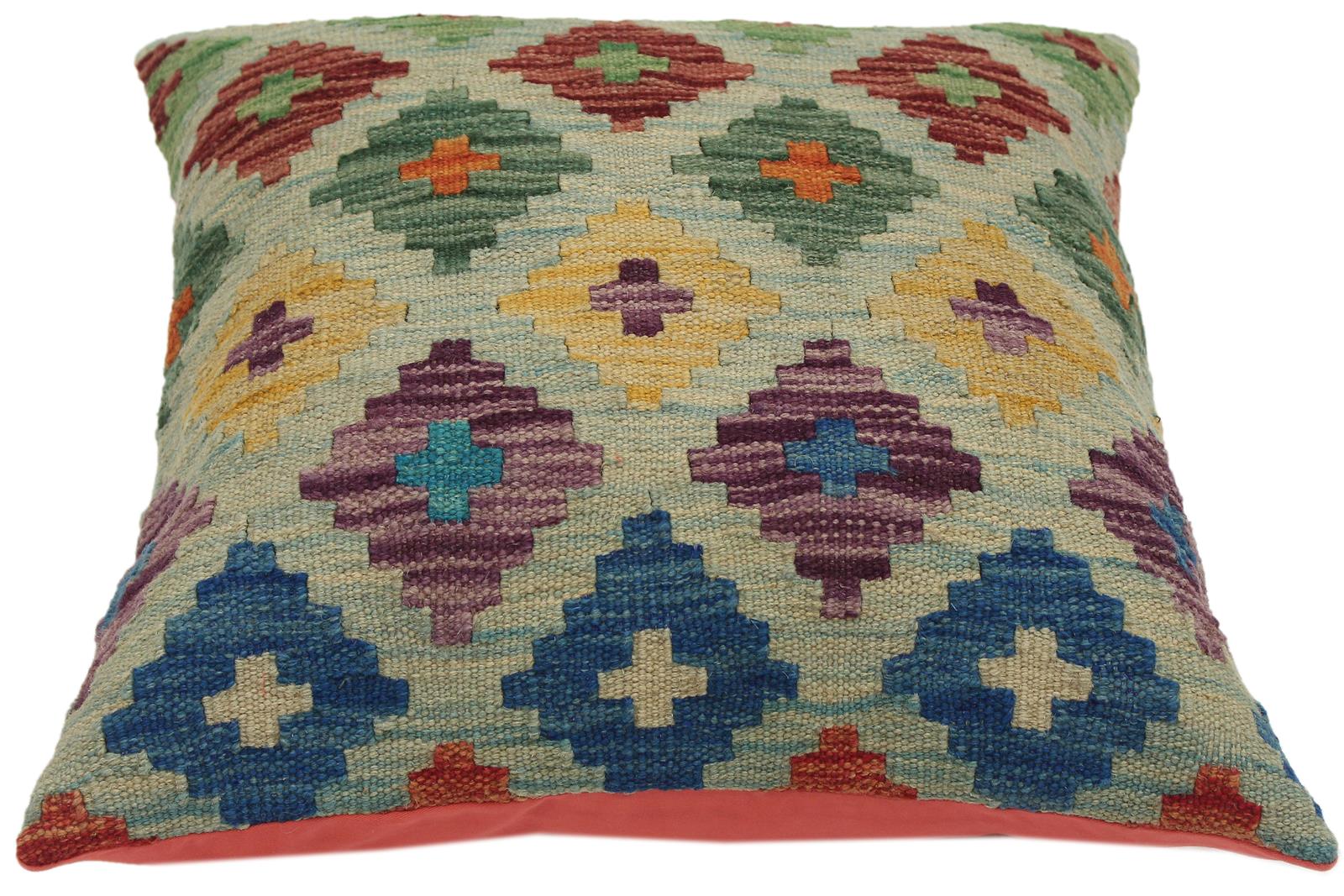 handmade Traditional Pillow Lt. Blue Purple Hand-made SQUARE 100% WOOL area rug