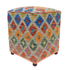 handmade Traditional Ottoman Blue Orange Hand-made SQUARE handmade ottoman pouf16'' x 16'' x 20''