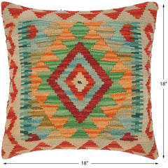 handmade Traditional Pillow Rust Teal Hand-Woven SQUARE 100% WOOL area rug