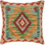 handmade Traditional Pillow Rust Teal Hand-Woven SQUARE 100% WOOL area rug