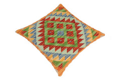 handmade Traditional Pillow Rust Blue Hand-Woven SQUARE 100% WOOL area rug