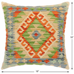 handmade Traditional Pillow Beige Blue Hand-Woven SQUARE 100% WOOL area rug