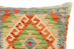 handmade Traditional Pillow Beige Blue Hand-Woven SQUARE 100% WOOL area rug