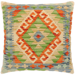 handmade Traditional Pillow Beige Blue Hand-Woven SQUARE 100% WOOL area rug