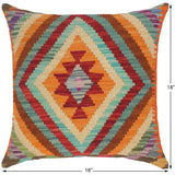 handmade Traditional Pillow Rust Blue Hand-Woven SQUARE 100% WOOL area rug