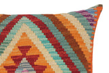 handmade Traditional Pillow Rust Blue Hand-Woven SQUARE 100% WOOL area rug