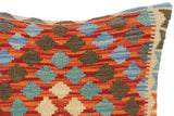 handmade Traditional Pillow Rust Blue Hand-Woven SQUARE 100% WOOL area rug