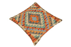 handmade Traditional Pillow Rust Blue Hand-Woven SQUARE 100% WOOL area rug