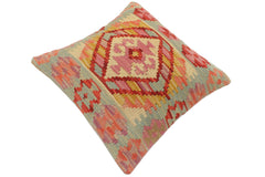 handmade Tribal Turkish Antique Blue Red Hand-Woven SQUARE 100% WOOL pillow