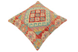 handmade Tribal Turkish Antique Blue Red Hand-Woven SQUARE 100% WOOL pillow