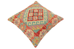 handmade Tribal Turkish Antique Blue Red Hand-Woven SQUARE 100% WOOL pillow