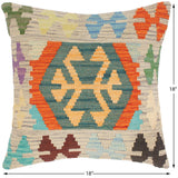 handmade Traditional Pillow Gray Blue Hand-Woven SQUARE 100% WOOL area rug