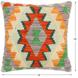 handmade Traditional Pillow Rust Blue Hand-Woven SQUARE 100% WOOL area rug