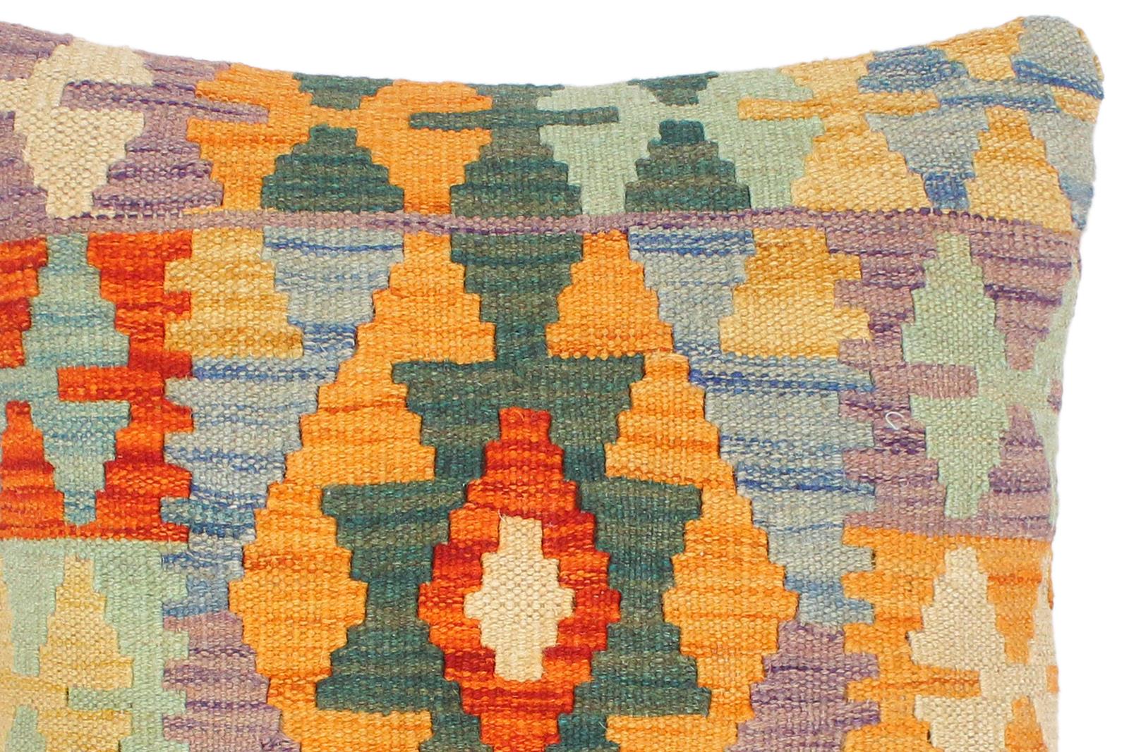 handmade Traditional Pillow Rust Teal Hand-Woven SQUARE 100% WOOL area rug