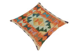 handmade Traditional Pillow Rust Blue Hand-Woven SQUARE 100% WOOL area rug