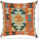handmade Traditional Pillow Rust Blue Hand-Woven SQUARE 100% WOOL area rug