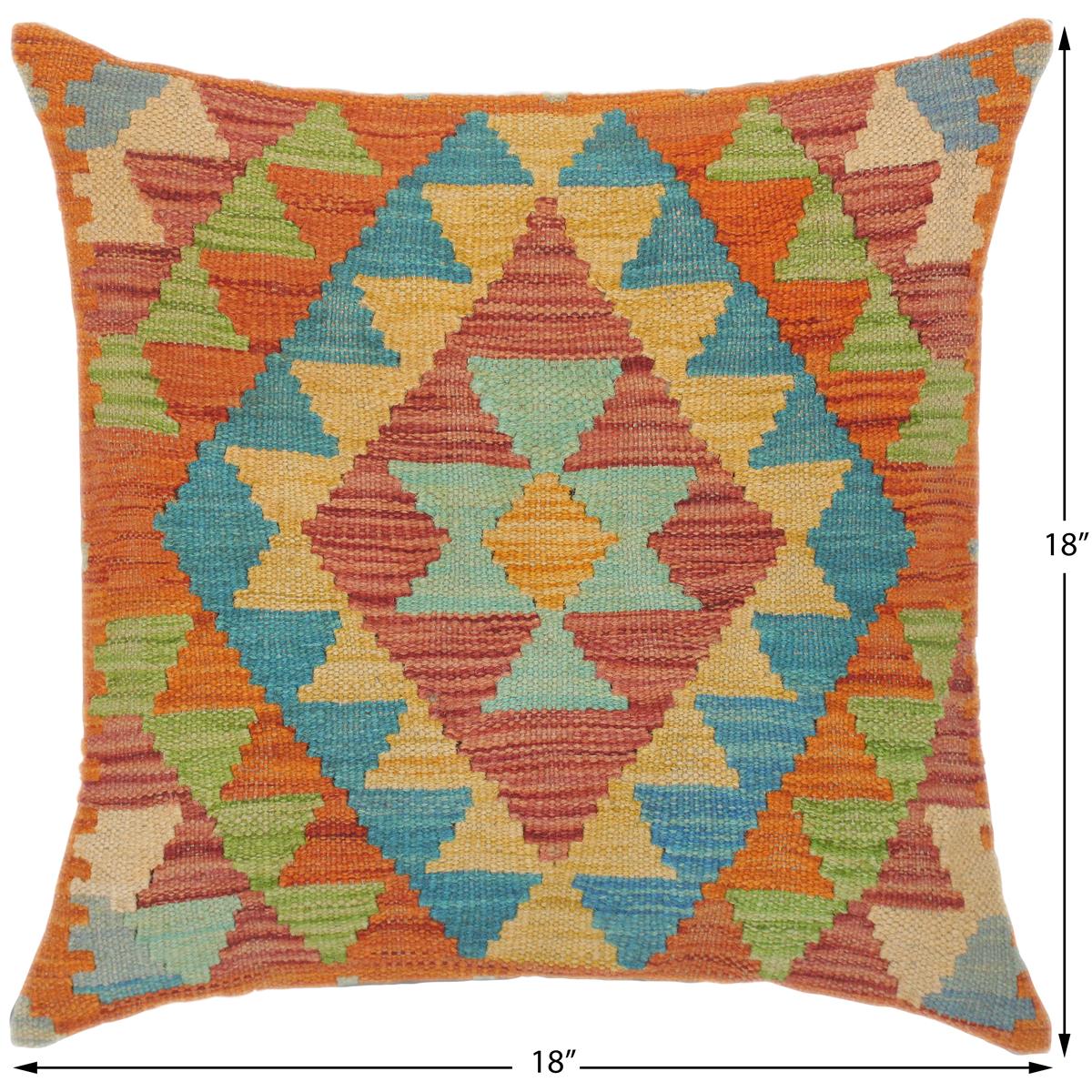 handmade Traditional Pillow Orange Gold Hand-Woven SQUARE 100% WOOL area rug