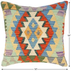 handmade Traditional Pillow Blue Rust Hand-Woven SQUARE 100% WOOL area rug
