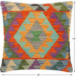 handmade Traditional Pillow Blue Rust Hand-Woven SQUARE 100% WOOL area rug