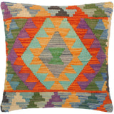 handmade Traditional Pillow Blue Rust Hand-Woven SQUARE 100% WOOL area rug