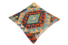 handmade Traditional Pillow Rust Blue Hand-Woven SQUARE 100% WOOL area rug