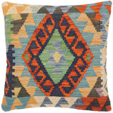 handmade Traditional Pillow Rust Blue Hand-Woven SQUARE 100% WOOL area rug