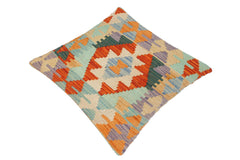 handmade Traditional Pillow Rust Blue Hand-Woven SQUARE 100% WOOL area rug