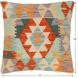 handmade Traditional Pillow Rust Blue Hand-Woven SQUARE 100% WOOL area rug