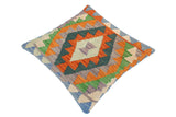handmade Traditional Pillow Rust Blue Hand-Woven SQUARE 100% WOOL area rug