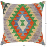handmade Traditional Pillow Blue Rust Hand-Woven SQUARE 100% WOOL area rug