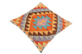 handmade Traditional Pillow Rust Blue Hand-Woven SQUARE 100% WOOL area rug
