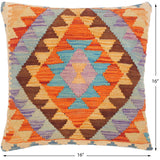 handmade Traditional Pillow Rust Blue Hand-Woven SQUARE 100% WOOL area rug