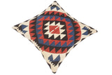 handmade Traditional Pillow Rust Blue Hand-Woven SQUARE 100% WOOL area rug