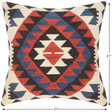 handmade Traditional Pillow Rust Blue Hand-Woven SQUARE 100% WOOL area rug