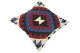 handmade Traditional Pillow Red Blue Hand-Woven SQUARE 100% WOOL area rug