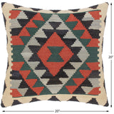 handmade Traditional Pillow Rust Blue Hand-Woven SQUARE 100% WOOL area rug