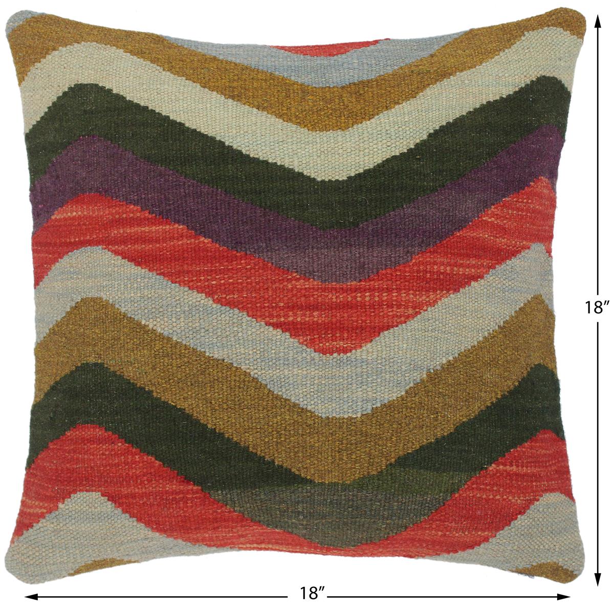 handmade Traditional Pillow Blue Red Hand-Woven SQUARE 100% WOOL kilim throw pillow