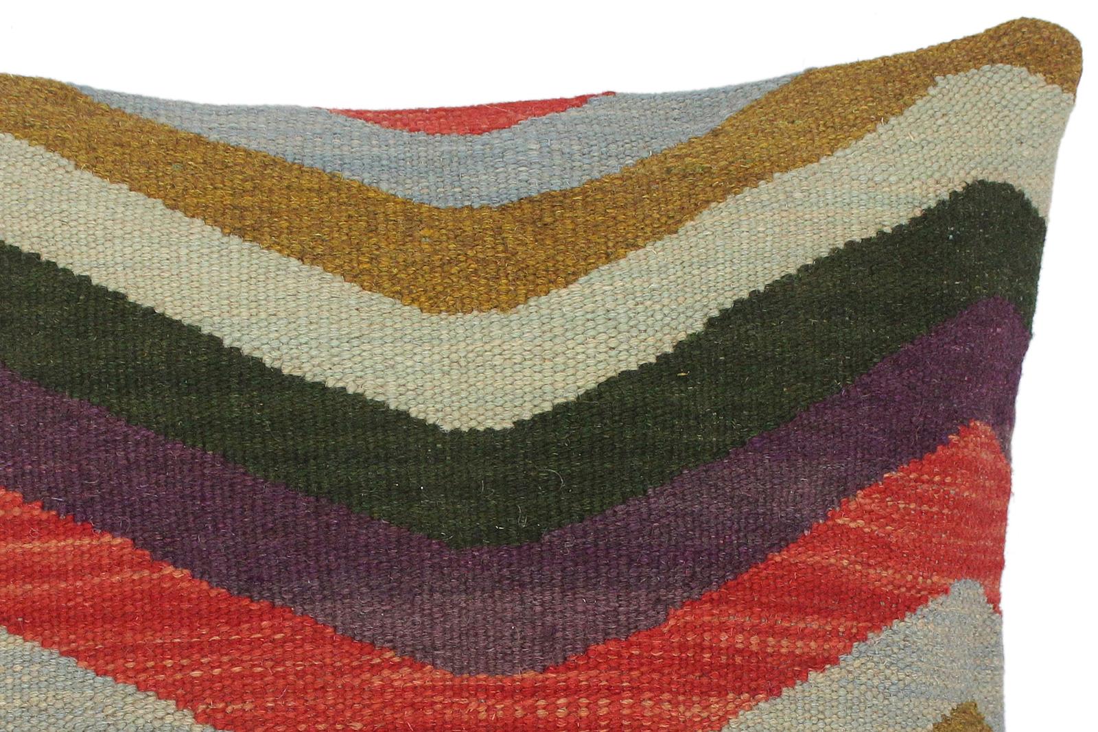 handmade Traditional Pillow Blue Red Hand-Woven SQUARE 100% WOOL kilim throw pillow