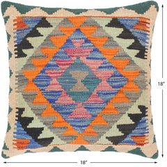 handmade Traditional Pillow Blue Rust Hand-Woven SQUARE 100% WOOL area rug