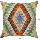 handmade Traditional Pillow Blue Rust Hand-Woven SQUARE 100% WOOL area rug